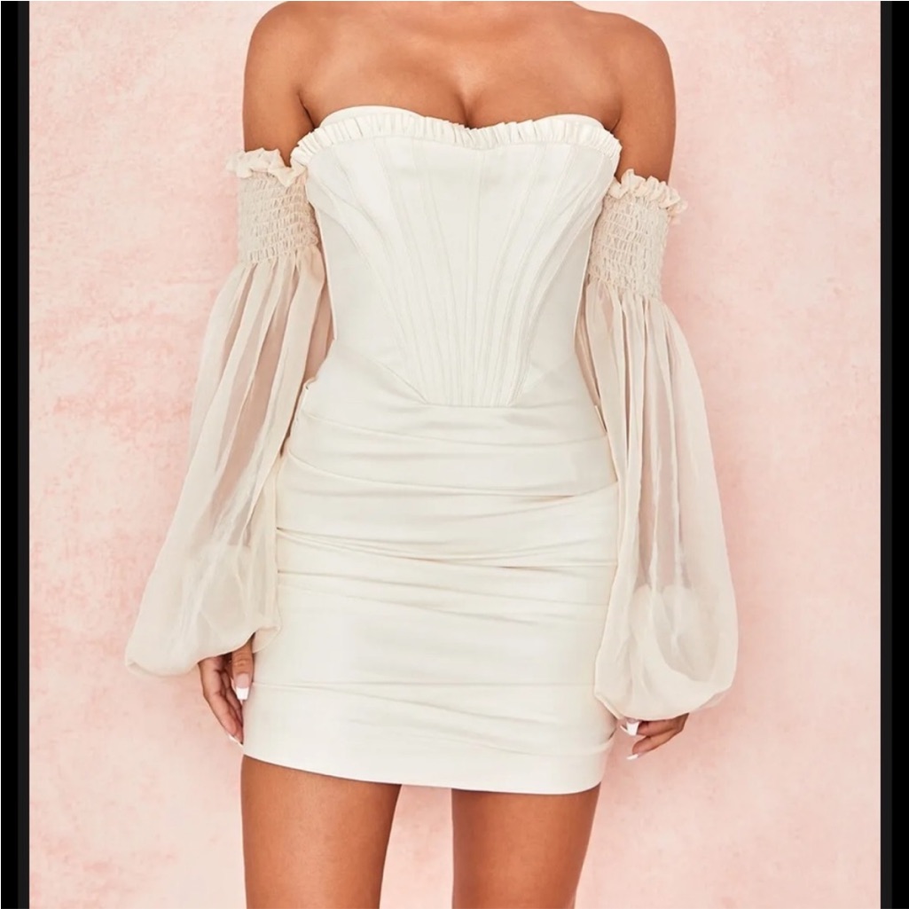 House Of Cb Beau Draped Ivory Corset Dress